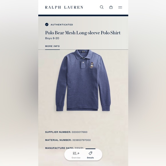 Ralph Lauren Blue Polo Bear Ski Mesh Sweater Shirt Size 14-16/L 100% Cotton - Picture 12 of 13